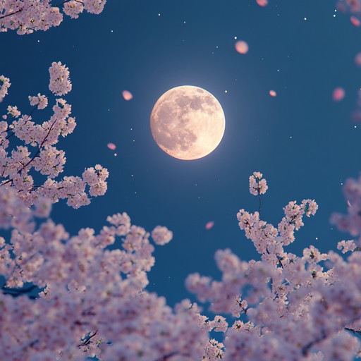 A delicate dance of silky synths and gentle beats, capturing the serendipity and warmth of moonlit encounters beneath blooming cherry blossoms. The music flows like whispered secrets, tender yet radiant, creating a mesmerizingly beautiful atmosphere.