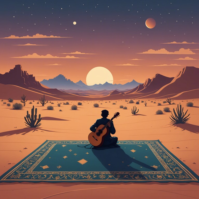 Imagine a musical expedition across the windswept dunes and ancient cities of the middle east, where every note captures the essence of enigma and deep rooted culture. The composition combines traditional melodies with a mystifying aura, making the listener feel as if they're uncovering age old secrets whispered by the desert wind.