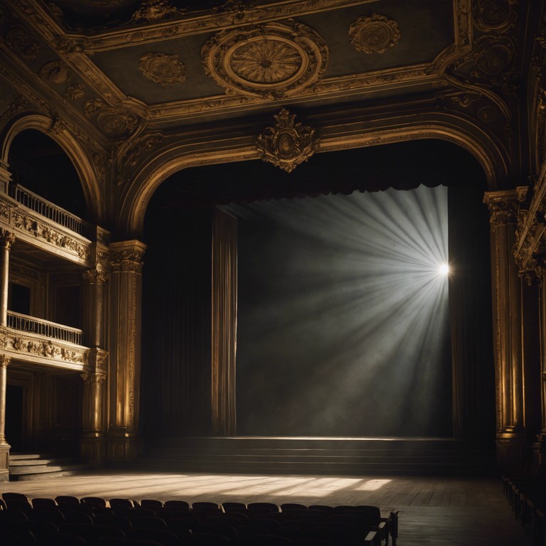 Imagine stepping into an old, deserted theatre, where ghostly whispers and echoes build a theatrical drama through ethereal melodies. The music expresses the haunting elegance and enigma of the place, blending acoustic richness with slight dissonance to evoke a dreamlike state that's both beautiful and slightly eerie.