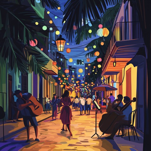 A lively latin jazz piece blending soaring trumpet melodies with energetic percussion, evoking the excitement of dancing through havana's streets under starlit skies