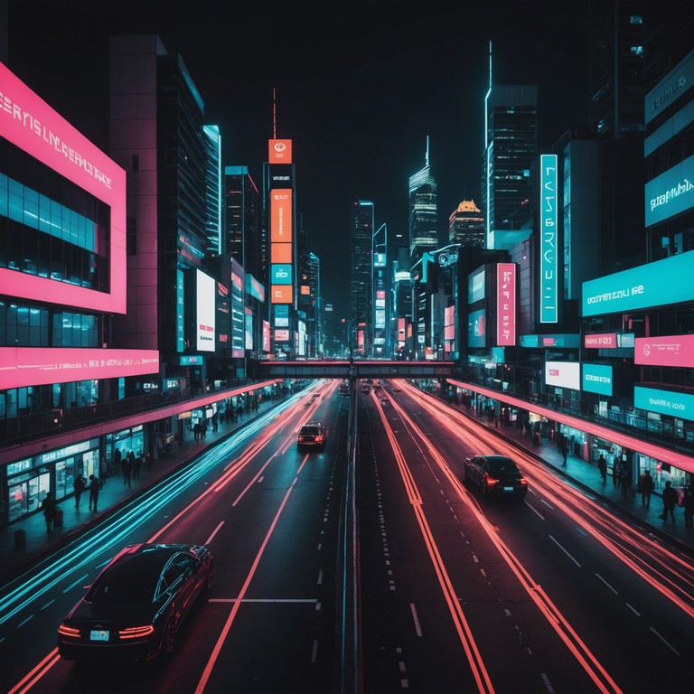 Imagine a high energy chase through a neon lit cityscape, where vintage funk vibes fuse seamlessly with contemporary electronic beats, creating a pulsating soundtrack for the night's adventure. The music captures the essence of movement, color, and electrifying suspense, perfect for a thrilling nocturnal journey.