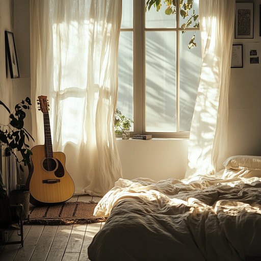 Let these intimate, calming melodies free your mind during those serene personal moments. This bedroom track, with its gentle acoustic guitar, offers a soothing backdrop for relaxation and reflection, creating a private sanctuary of sound.