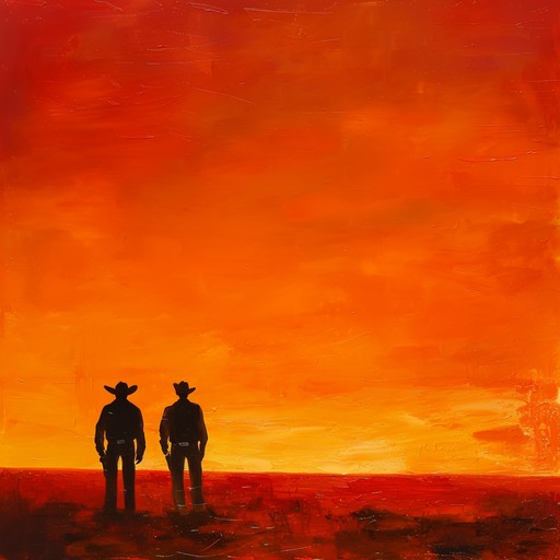 In the vast openness of the wild west, two figures stand silhouetted against the fiery backdrop of the setting sun. The tension in the air is palpable as each moment draws them closer to their inevitable showdown. This track encapsulates the feeling of suspense and impending action, marked by a groovy, rhythmic undertone that mimics the swagger of seasoned cowboys ready to draw. It's both a nod to traditional western soundscapes and a modern twist with its infectious groove