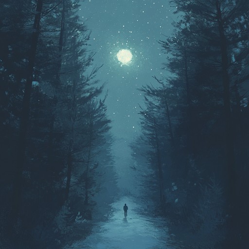 An instrumental dark folk piece that carries the listener through the quiet embrace of empty woods under the moonlight. The acoustic guitar gently weaves a tapestry of melancholic melodies, evoking feelings of solitude, introspection, and the mysterious allure of the night forest. Soft ambient sounds enhance the atmosphere, creating a serene yet eerie soundscape.