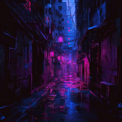 A synth driven track inspired by futuristic, dystopian cityscapes, blending gritty textures with driving rhythms. The song evokes a sense of dark adventure and urban exploration, utilizing synthesizers to create an atmosphere reminiscent of neon lit streets and shadowy alleyways. Pulsating basslines, sharp melodies, and industrial sounds merge to form an intense, immersive listening experience.