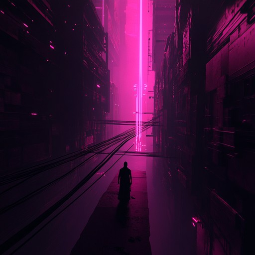 Journey through a decaying cyber society with chilling beats and glitchy synths, creating a dark and eerie cyberpunk atmosphere.