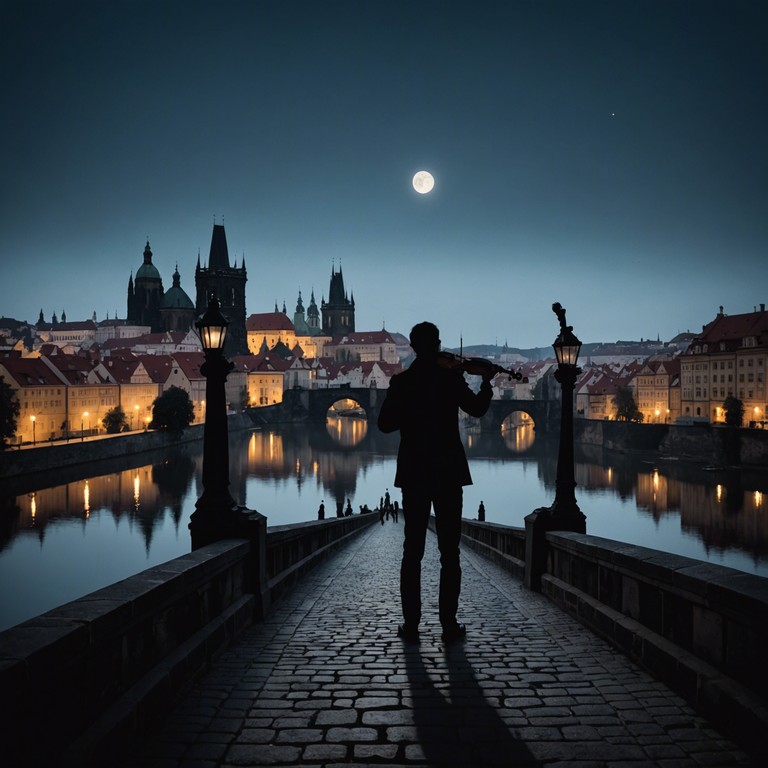 In this romantic composition, a solo violin plays under the dim glow of the moonlight that illuminates the cobblestone streets of prague. The music captures the essence of a timeless serenade, where each note reflects a tender, heartfelt expression of love and yearning.