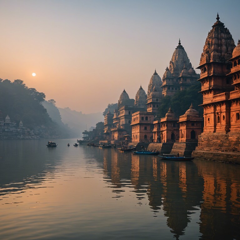 This composition draws upon the ancient allure of hindustani music, featuring the resonant tones of the sitar, unfolding in a serene soundscape that invites listeners into the tranquil streets and spiritual ambiance of varanasi. A reverent tribute to the soul of one of india's holiest cities, capturing its timeless essence and spiritual profundity through subtle dynamic shifts and a deep, introspective atmosphere