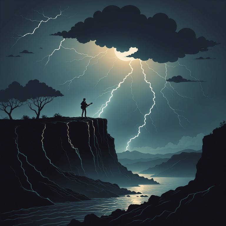 In this track, explosive electric guitars harness the raw power of a thunderstorm, embodying the liberating chaos of unleashed nature. The composition captures the essence of a tempestuous night where each strum resonates with the intensity of lightning. The pulse pounding rhythm mimics the unpredictable ferocity of thunder, making listeners feel they are standing courageously facing the elements.