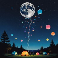 dancing bubbles under whimsical moonlight