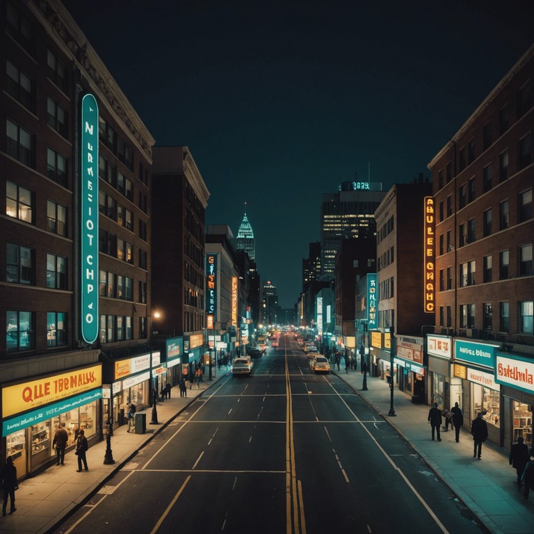 Imagine walking down a city street as the neon signs flicker to life, the starry sky above veiled by the luminance of towering buildings. The cool air mixes with distant sounds of laughter and conversation, and the electric piano's melodies fill the air, bringing the urban night to life.