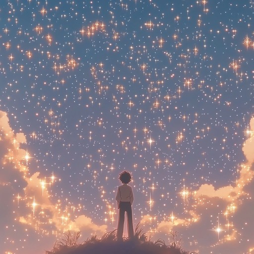 A dreamy instrumental combining japanese instruments and orchestral elements, capturing a cosmic anime journey