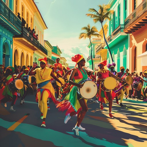 An energetic samba parade showcasing vibrant rhythms, infectious melodies, and the unmistakable essence of rio de janeiro's carnival spirit. Perfect for invoking feelings of happiness, excitement, and celebration with a festive atmosphere.