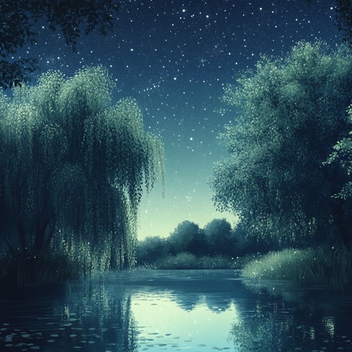 Evoke the serene elegance of willow trees as they sway gently by a tranquil river, capturing the essence of nature's peaceful rhythm in an instrumental folk waltz