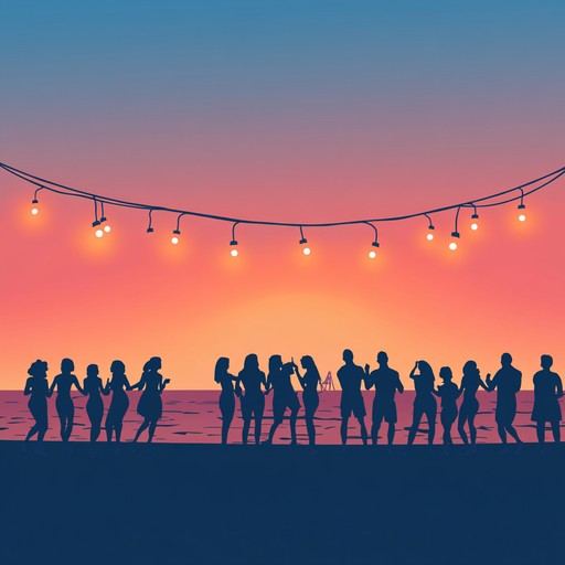 This energetic bossa nova track features rhythmic guitar vibes, conjuring images of a vibrant beach party at sunset. The lively beat and harmonious chords offer a carefree, joyful ambiance perfect for festive summer gatherings.