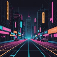 energetic beats, nostalgic vibes, nighttime cityscape sounds.