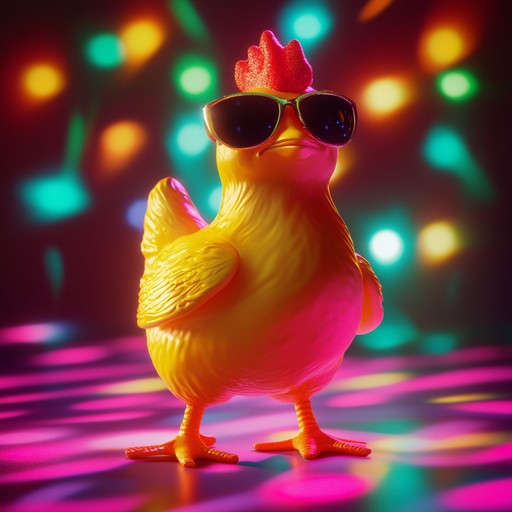 An instrumental funk track that blends groovy rhythms with the whimsical sounds of a rubber chicken, creating a playful and upbeat musical experience.