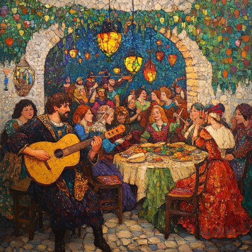 An energetic instrumental that takes you back to medieval times, filling the air with cheerful lute melodies reminiscent of troubadours entertaining joyous crowds during grand feasts and lively celebrations.