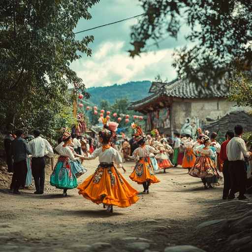 A vibrant and lively folk piece that captures the essence of rural festivals, bustling with energy and uplifting melodies played by skilled fiddlers. The song evokes scenes of traditional dances in open meadows under the summer sun, bringing together community spirit and joy in a pulsating rhythm.