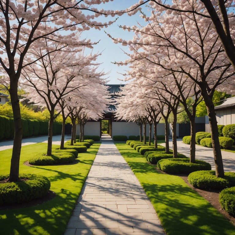 Imagine a serene path under flowering cherry trees, the air filled with the soft tones of a koto creating a melody that complements the gentle dance of the sakura petals. This piece brings a reflective and soothing atmosphere, ideal for relaxation or contemplation.