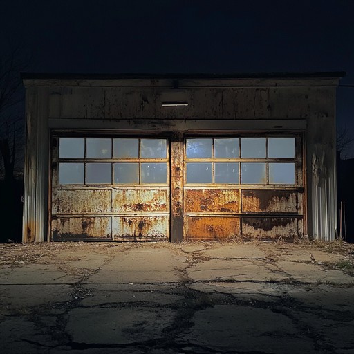 A haunting instrumental piece that captures the eerie echoes and ghostly resonances within an abandoned urban garage. The music combines ambient textures with garage rock elements to evoke the sensation of wandering through deserted, decaying industrial spaces at night.