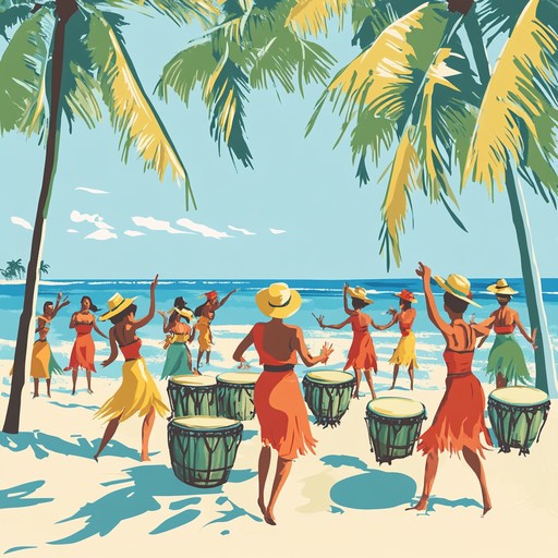 An exuberant fusion of afro cuban grooves, this track paints a vivid picture of a tropical beach fiesta, with congas and bongos driving the celebratory mood, accented by the cheerful shake of maracas