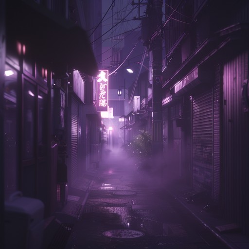 An instrumental track that employs traditional japanese instruments with dark, electronic undertones to create an atmosphere of suspense and mystery. The piece evolves through chilling melodies and dissonant harmonies reminiscent of a tense anime showdown in the shadowy alleys of tokyo. The steady, low pulsing bassline drives the eerie, creeping sensation throughout.