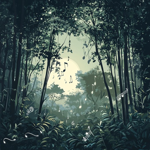 An ethereal cumbia instrumental blending soothing pan flute melodies with gentle percussion, creating an atmosphere of serenity and mystique, reminiscent of a nighttime journey through a lush, moonlit rainforest.