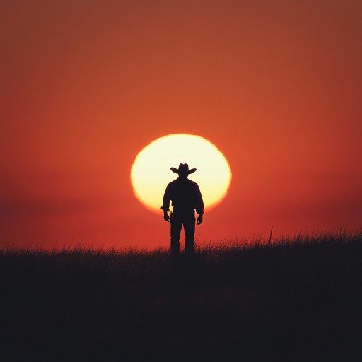 An instrumental piece that captures the brooding atmosphere of the old west, with melancholic melodies weaving through the silence of barren landscapes, evoking images of lone riders and forgotten towns.