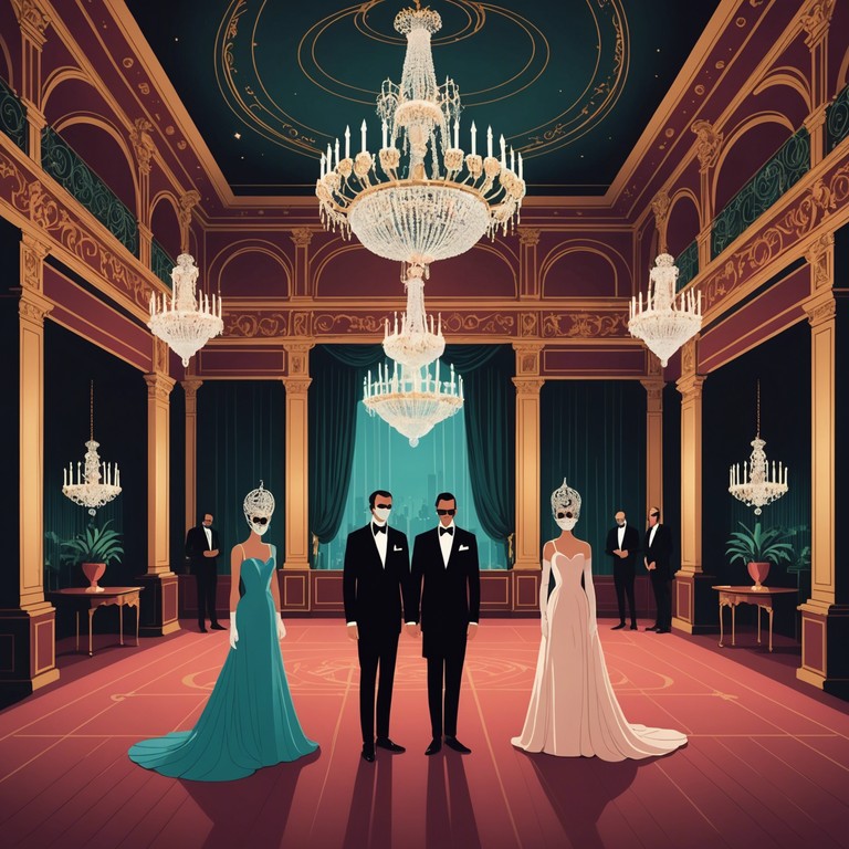 This track embodies the essence of a glamorous yet mysterious masquerade ball held at midnight. The composition balances the shimmering excitement of a grand ball with the enigmatic, secretive undertones that masquerade masks evoke. Perfect for evoking scenes of elegant, shadowy rendezvous.