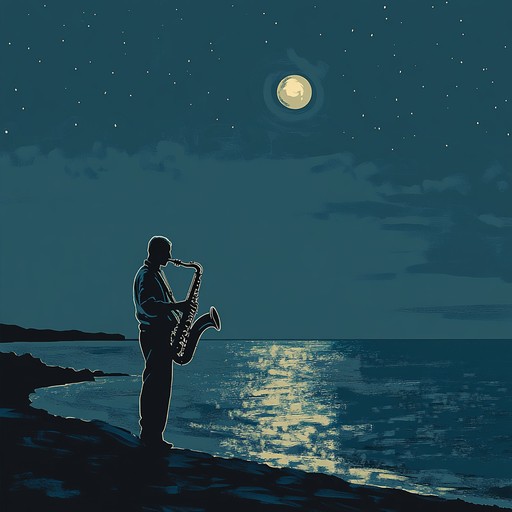 An instrumental latin jazz composition featuring mesmerizing saxophone melodies, soft guitar strums, and soothing rhythms, evoking a reflective mood and transporting listeners to a tranquil evening by the sea.