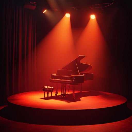 An energetic instrumental cabaret track featuring lively piano melodies that capture the bold and dramatic atmosphere of a late night cabaret performance.