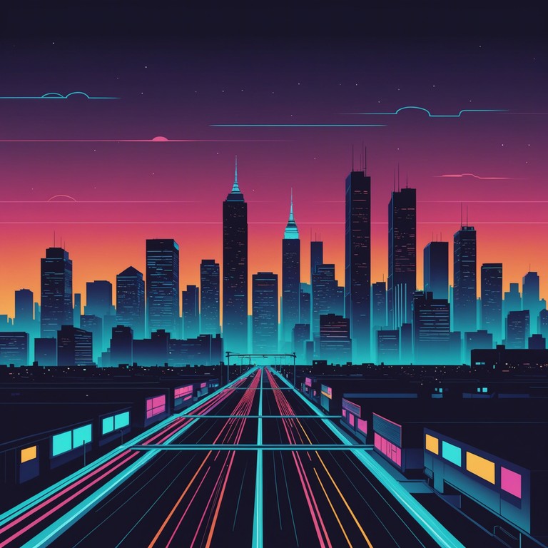 This track embodies a sonic journey through a cybernetic cityscape, featuring layered synthetic textures and pulsating rhythms to evoke a sense of advanced urban development and nocturnal neon scenes. The composition utilizes digital synthesizers to create an encompassing atmosphere of a futuristic metropolis at dusk.