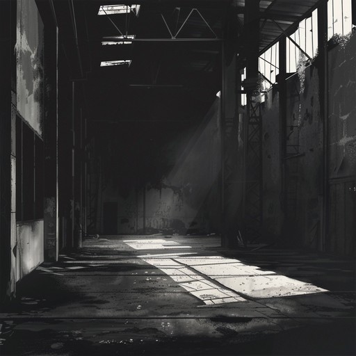 Imagine exploring an abandoned warehouse at night, with creepy sounds echoing through the empty space. Distant clangs of metal, drips of water, and an unsettling ambiance fill the air, creating a tense and spooky atmosphere.