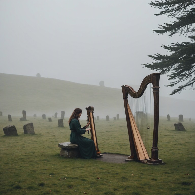 This track combines the mystique of ancient celtic storytelling with the unexpected rhythmic grooves of freak folk music, weaving a tapestry of sound that feels both ancient and refreshingly modern. The harp plays a central role, creating a magical atmosphere that dances with percussive beats, inviting the listener on a journey through time and fantasy.