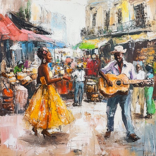 An energetic latin jazz tune that brings to life the bustling market scenes under the vibrant havana sunshine, filled with lively trumpet solos and rhythmic flair.