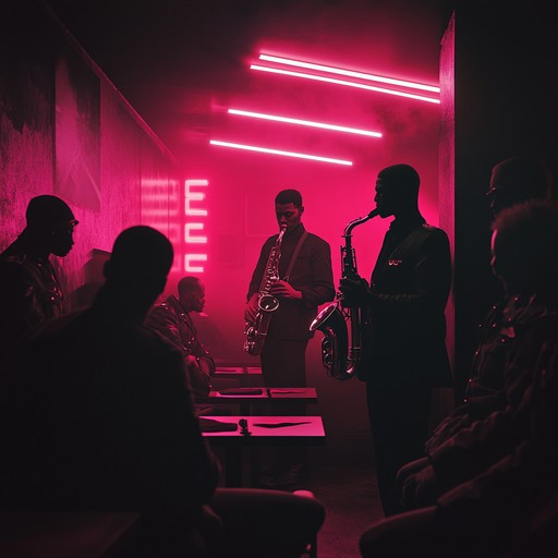 Experience the disciplined power of a military march blended seamlessly with the seductive allure of late night jazz. Brass and drums lay down a tight rhythm, contrasted by the saxophone's smooth, enchanting lines.