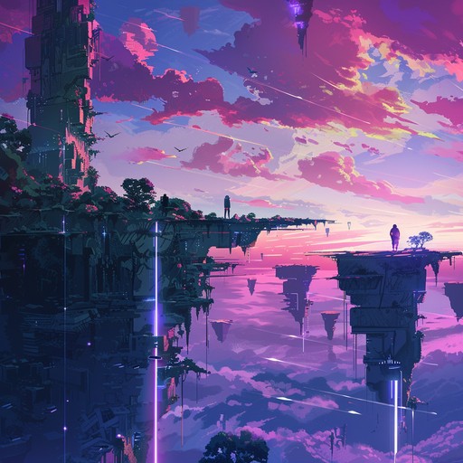 Immerse yourself in a trippy anime adventure where vibrant synth waves create an otherworldly dreamscape. Energetic rhythms alongside surreal effects paint a vivid sound picture that transcends reality