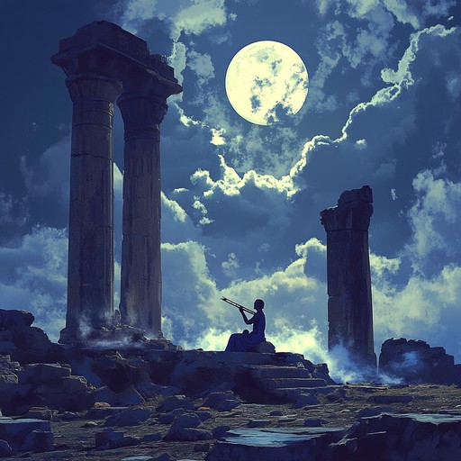 An evocative classical piece that transports listeners to ancient civilizations, where ethereal flute melodies intertwine with lush orchestral harmonies, painting vivid images of forgotten empires and echoing whispers carried by the winds of time