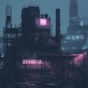 menacing synths echo in shadowy futuristic urban setting