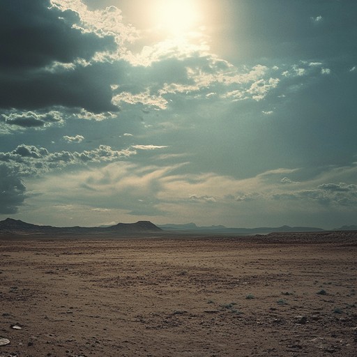 This instrumental track delves into a haunting desert atmosphere, weaving anxious undertones with ethnic musical elements that create a mysterious and tense soundscape. The passage of sound paints the arid landscape, with rhythmic echoes reverberating through desolate spaces, inducing a sense of unease and curiosity. The music layers are intricately crafted to invoke historical and cultural textures, evoking stories of ancient travelers moving cautiously through unknown terrains.