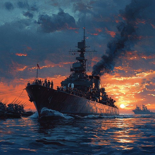 A sophisticated orchestral composition reflecting the pride and honor of the russian navy. The melody flows with grandiose strings and bold brass, creating a majestic and solemn atmosphere. Echoes of maritime glory weave through the harmonies, capturing the spirit of naval tradition.