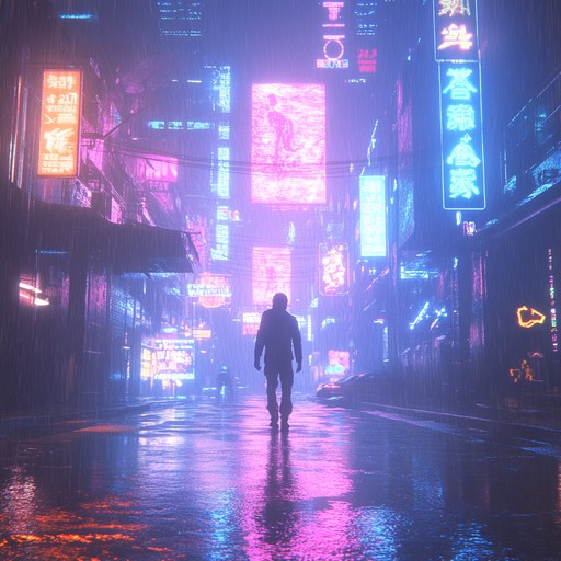 A powerful cyberpunk instrumental featuring soaring synth leads and driving electronic drums, painting a sonic picture of high tech urban landscapes and relentless energy.