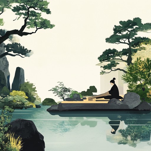 A tranquil piece featuring the gentle strumming of the koto, invoking the serene and calm atmosphere of a traditional japanese garden. The melody flows seamlessly, emulating the soft rustle of leaves and trickling water, transporting listeners to a place of peace and reflection.