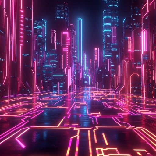 An energetic cyberpunk track featuring driving rhythms and powerful synth melodies, evoking a futuristic neon metropolis.