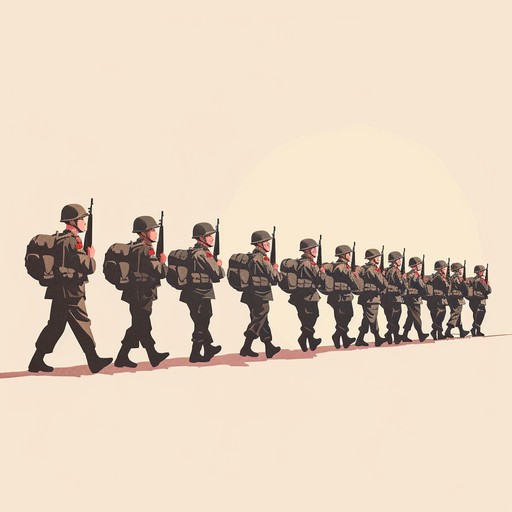 A powerful, aggressive piece designed to evoke the intensity and discipline of a military march. Driving percussion and commanding brass lead the charge through intricate rhythmic patterns and forceful melodies, creating a relentless and determined atmosphere. This track aims to capture the grit and determination of soldiers marching into battle. A powerful, aggressive piece designed to evoke the intensity and discipline of a military march. Driving percussion and commanding brass lead the charge through intricate rhythmic patterns and forceful melodies, creating a relentless and determined atmosphere. This track aims to capture the grit and determination of soldiers marching into battle.