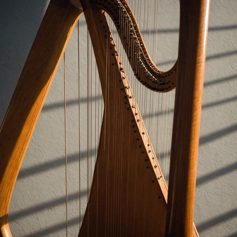 Imagine a gentle breeze rustling through an ancient forest, carrying with it the echoes of nature's inherent peace and tranquility. Each note played on the harp complements the natural orchestra, crafting an immersive auditory experience.