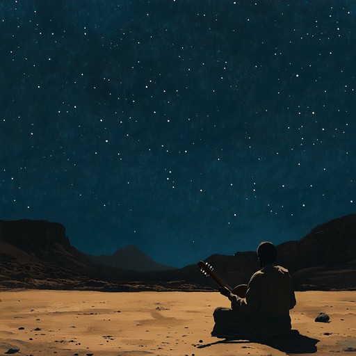 An evocative instrumental piece that blends traditional middle eastern musical elements with modern arrangements, depicting deep sadness and longing of lost times, carrying the listener through ancient desert landscapes under a starlit sky.