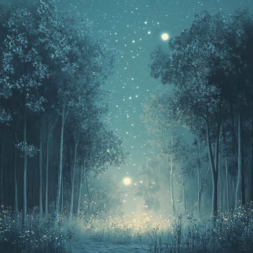 A serene composition that transports listeners to a tranquil, moonlit night in an enchanted forest, where ethereal sounds of a flute blend with subtle percussions, creating an otherworldly, dreamlike ambiance rooted in various global traditions.