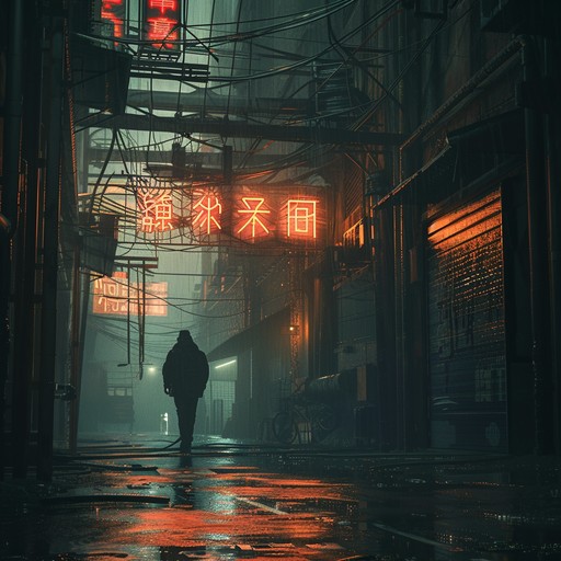 Experience a dark electro tune that mirrors the sensation of aimlessly wandering through a desolate cityscape under flickering neon lights, with an eerie sense of isolation and introspection.